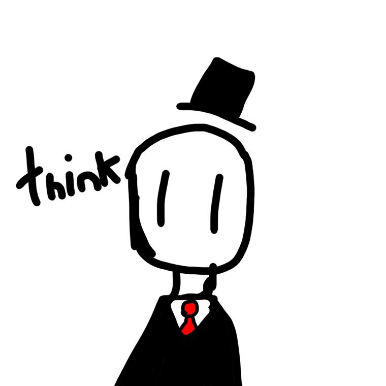 «think» — una de las dos figuras de chistera, sola.