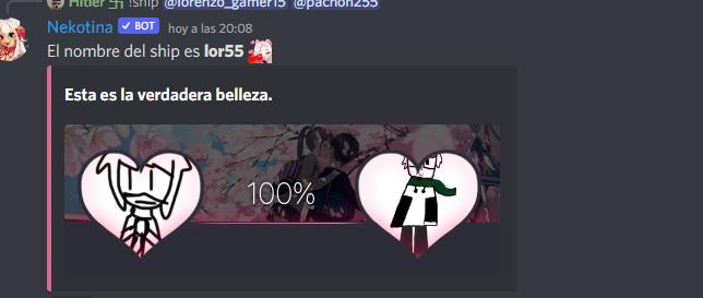 «El nombre del ship es lor55»