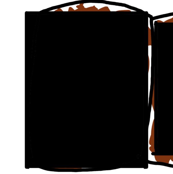 Rectángulo negro sobre un fondo marrón, dibujo sin terminar.