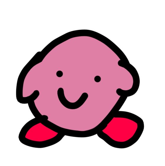 Dibujo de Kirby sobre fondo blanco.
