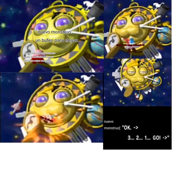 Las capturas del pez dorado en el espacio con el texto «nuevo monstruo». Igual que N072.