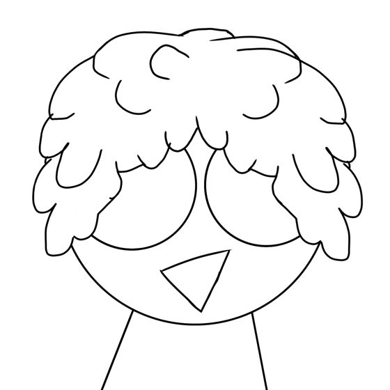 Cabeza de pelo rizado en línea. Igual que N012.