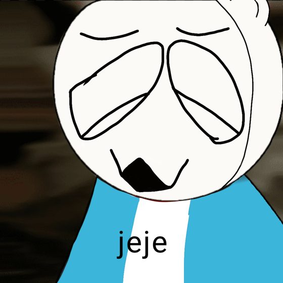 Captura de video con una cara dibujada encima y la palabra «jeje».