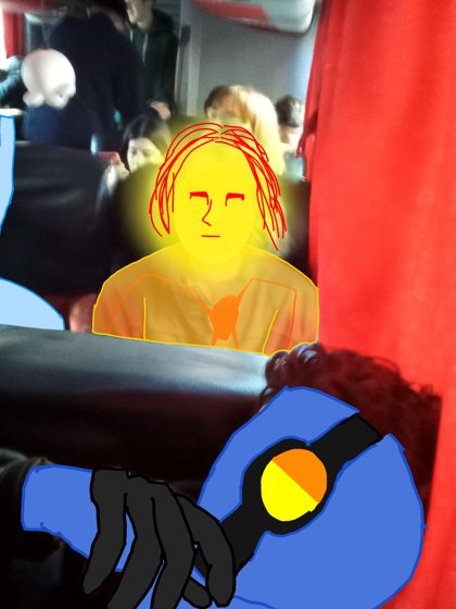 El mismo fotograma con el personaje en naranja.