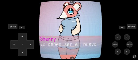 Captura de una consola de juego con el texto «Sherry, tu debes ser el nuevo».