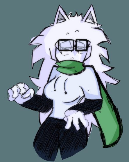 Personaje de pelo blanco, anteojos y bufanda verde. Variante de N037.