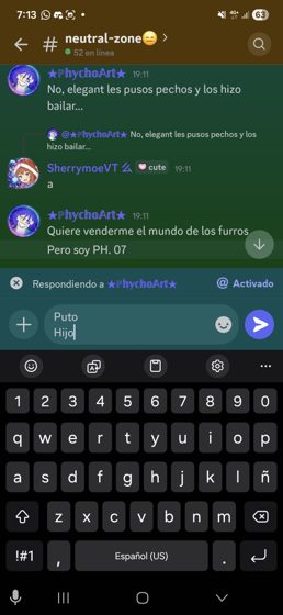 Captura de #neutral-zone: intercambio entre PhychoArt, SherrymoeVT y Elegan24.