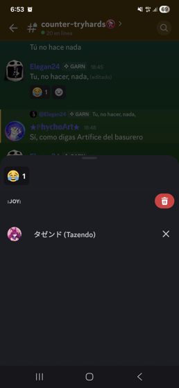 Captura de #counter-tryhards con un intercambio breve.
