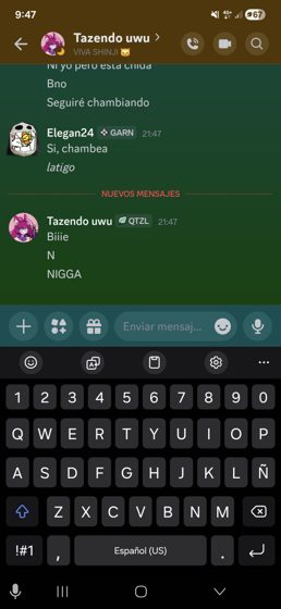 Captura de un chat con Tazendo uwu.