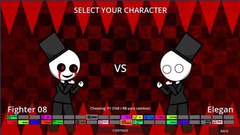 Select your character el juego La pantalla de selección de un juego de peleas hecho con lo